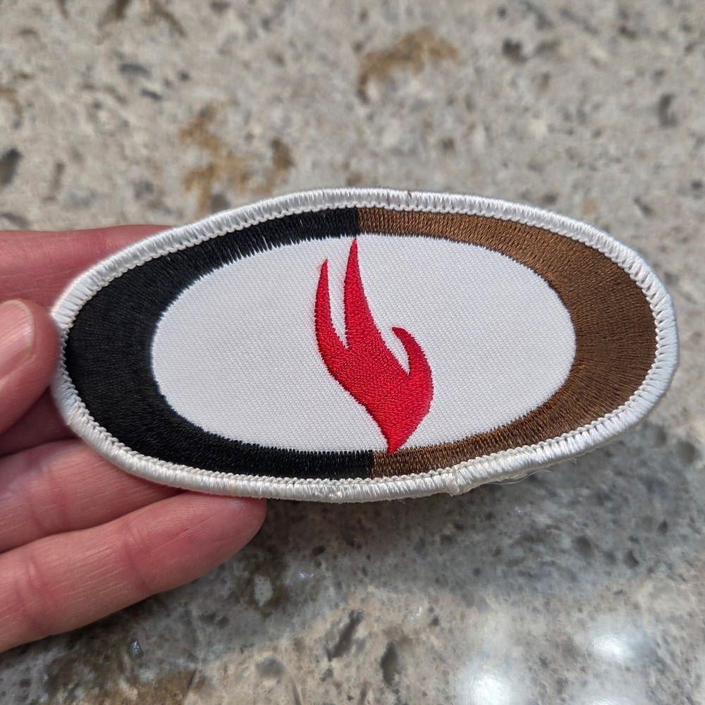 Kempo Flame Logo Embroidered Oval Patch Black Brown Red Sew On 4 Inch UNUSED